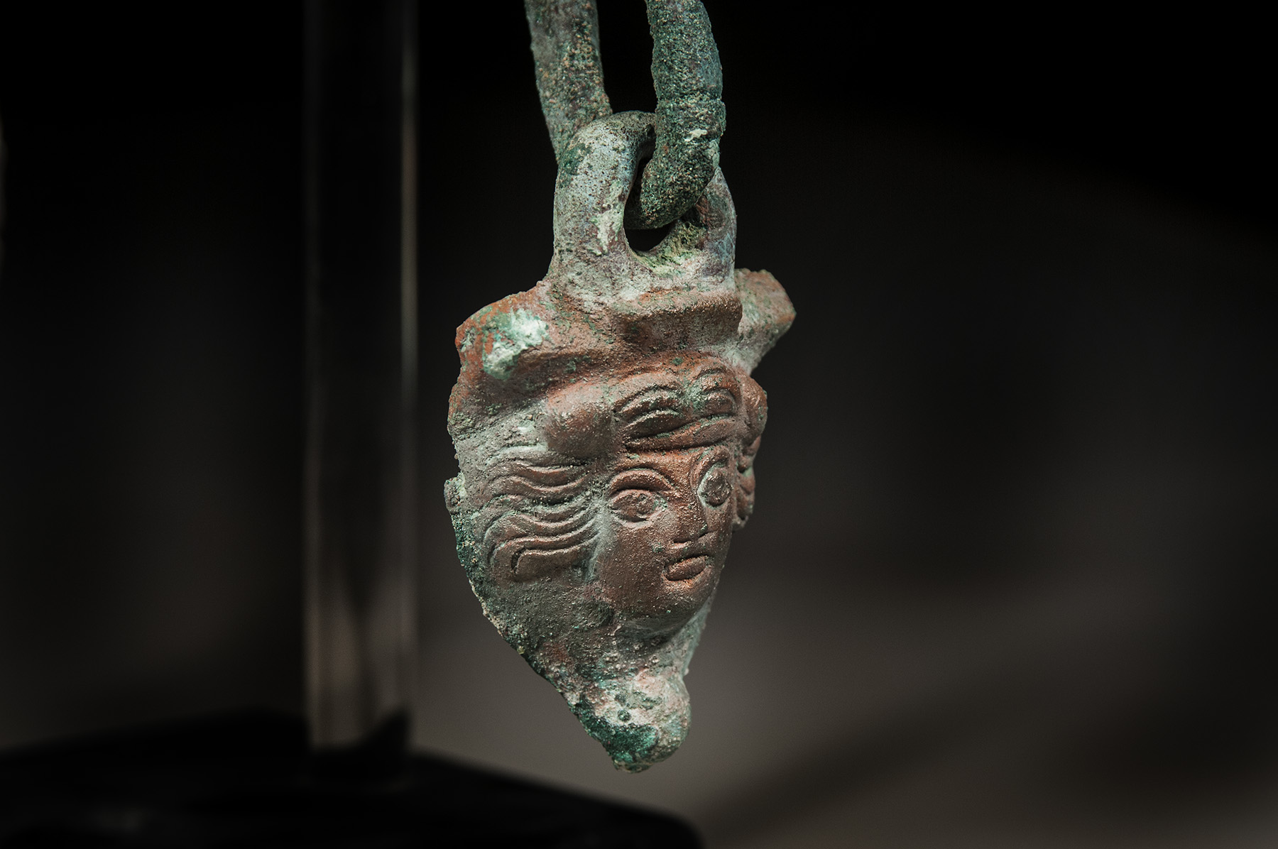 Roman Bronze Pot Handle with Faces - Image 3