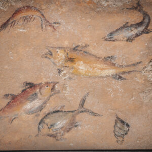 Roman Pompeian Wall Fresco with Aquarium-like Swimming Fish