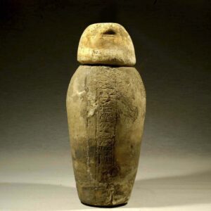 Large Egyptian marble Canopic jar with lid