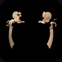 Silver Pair of Sphinx Handles