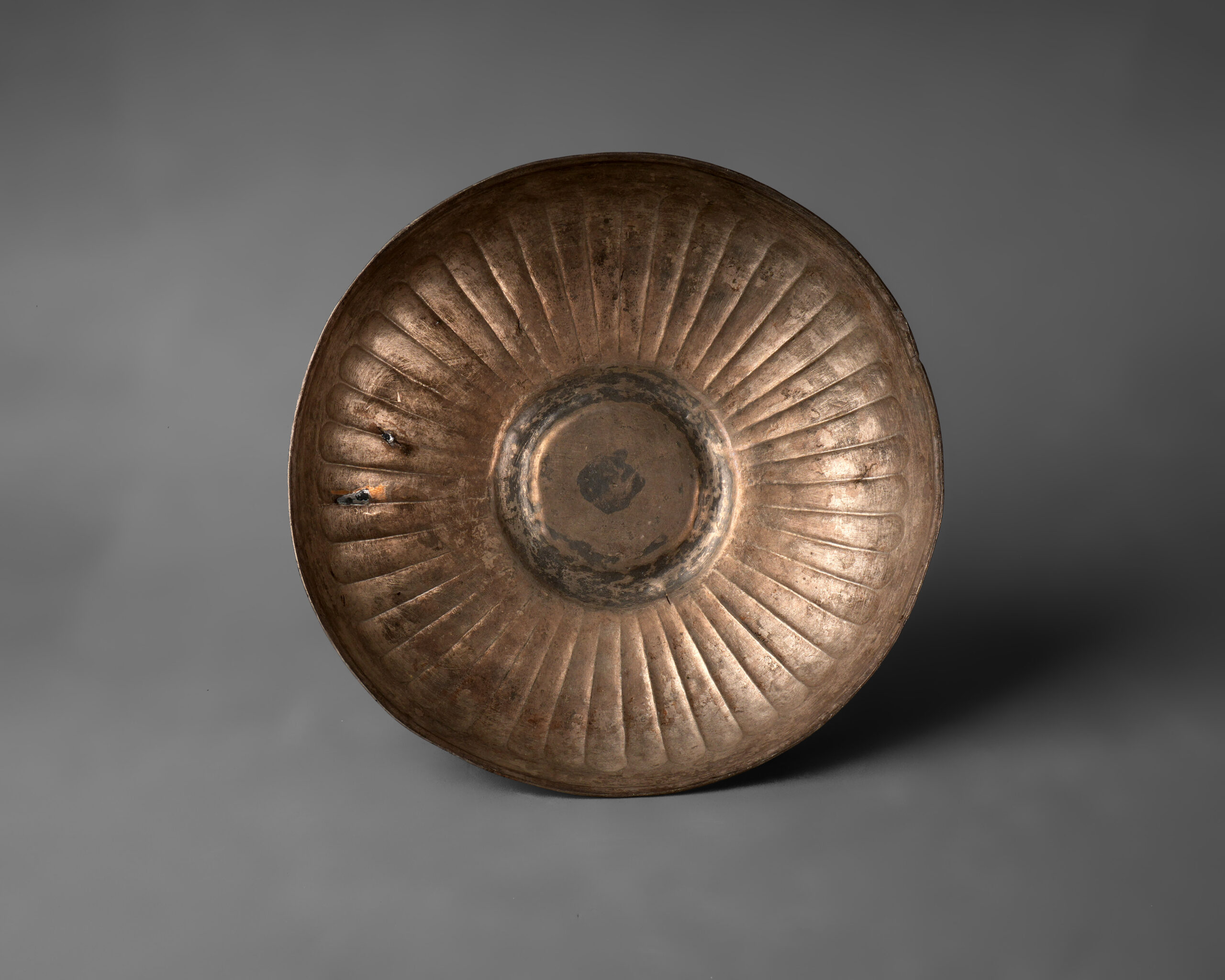 Gilded Silver Phiale Wine Ribbed Bowl