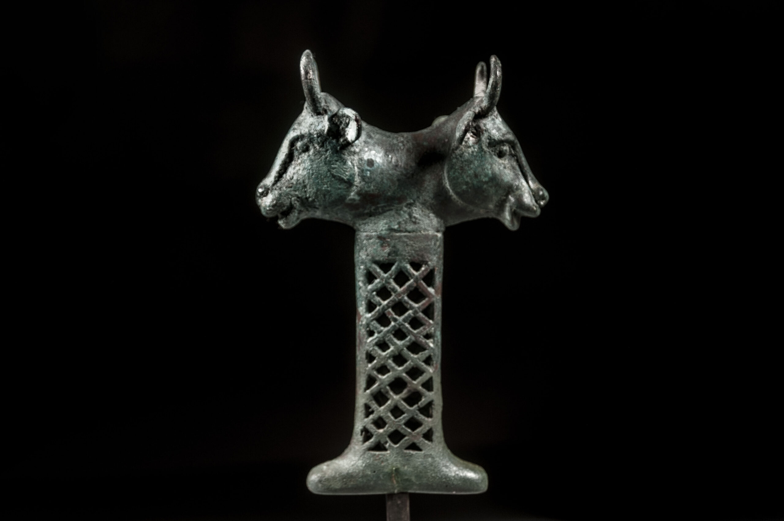 Bronze Double-Headed Bull Mace Head