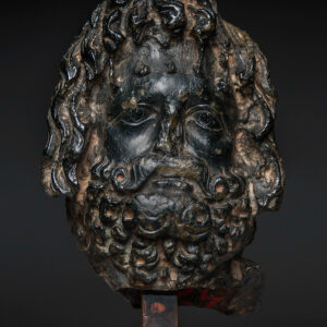 Roman-Egyptian Schist Stone Head Bust of Greco-Egyptian god Zeus Serapis