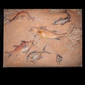 Roman Pompeian Wall Fresco with Aquarium-like Swimming Fish