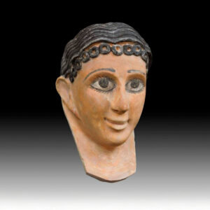A Fine Egyptian Gypsum Mask of a Young Girl