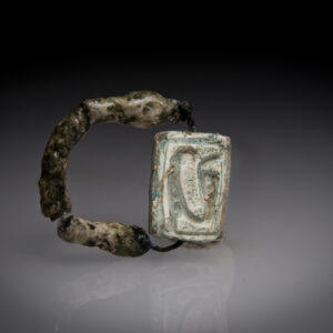 An Egyptian Steatite Double sided Stamp Seal with a Hieroglyph and a Two Deities