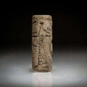 An Early-Babylonian Ceramic Cylinder Seal with a Figure Confronting a Scorpion Demon
